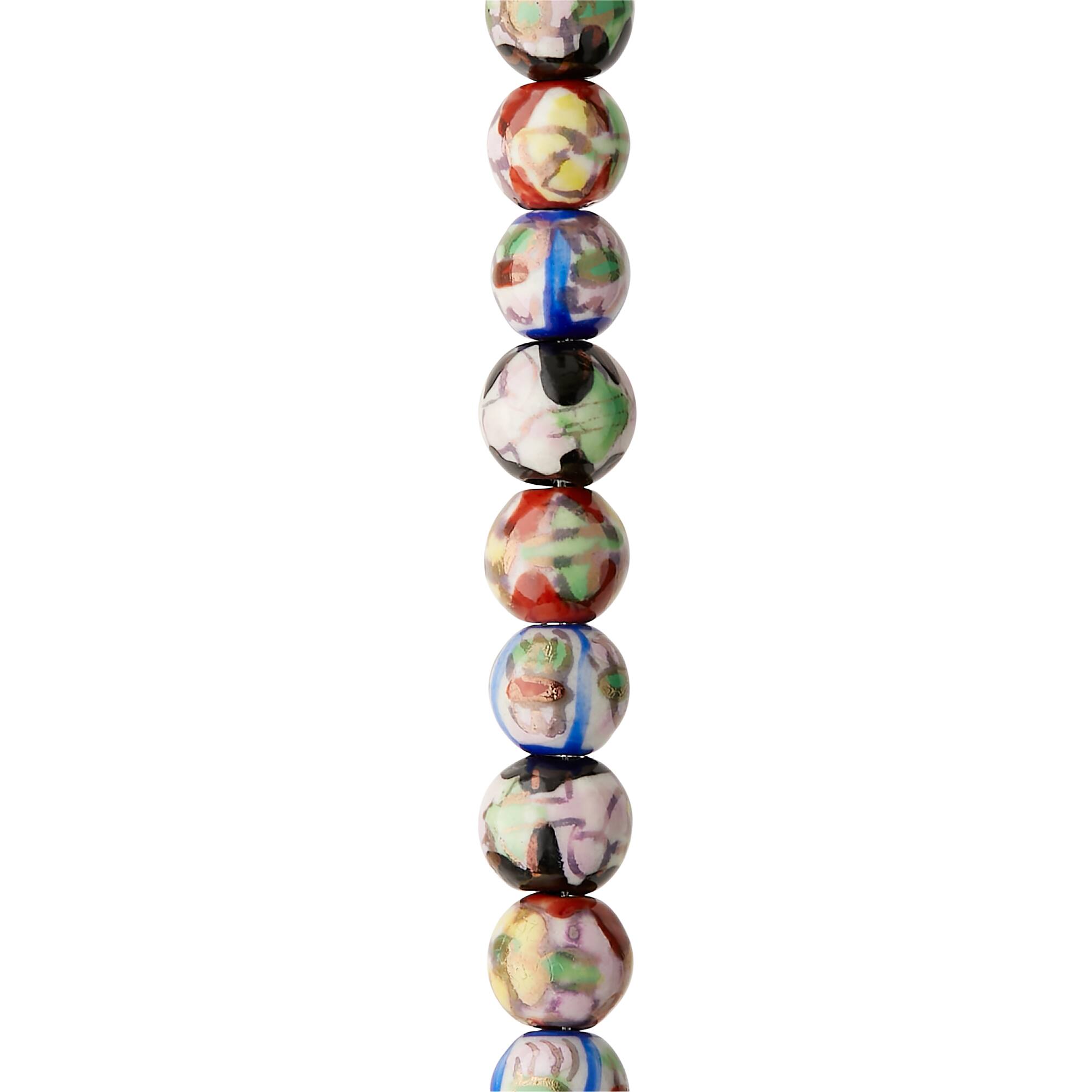 Multicolored Floral Ceramic Beads, 8mm by Bead Landing™
